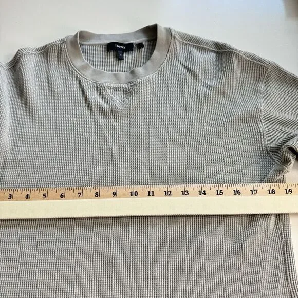 Theory Womens Easy Sweatshirt Easy Waffle Knit Top Size M Pima Cotton Ash Gray - Picture 13 of 14